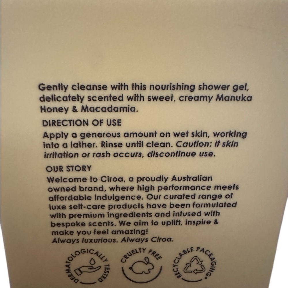 CIROA manuka honey & Macadamia Duo Body Scrub & Shower Gel Gift Set New - Picture 5 of 8